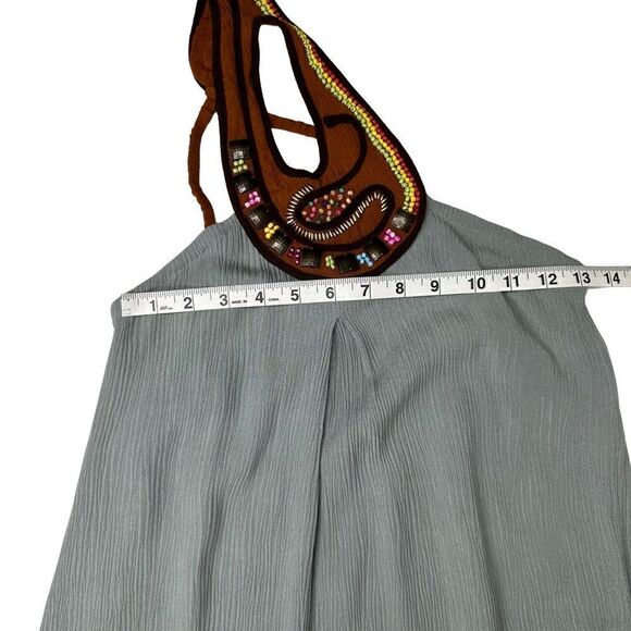 INDO MARIO Beaded Green Gauze Muni Dress Small - Picture 9 of 15